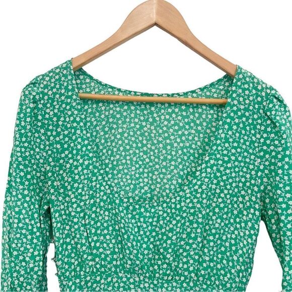 Rixo Silk Kyla Green Floral Dress - Picture 13 of 15